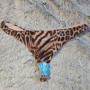 Asos Design Women's  Leopard M&M High Leg Thong Size  US 8